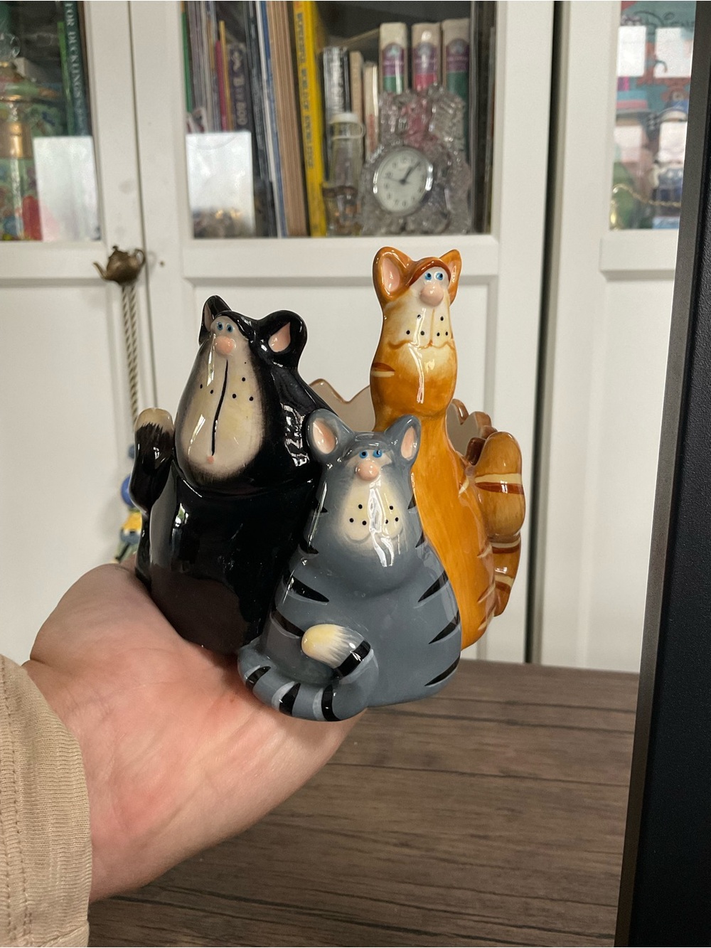 Russ Berrie "Douglas" whimsical cats ceramic candle